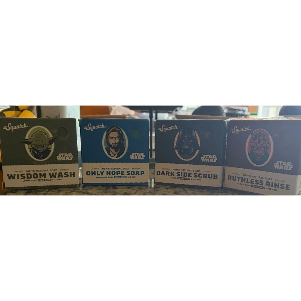 Dr Squatch Star Wars Bundle Soap Limited Edition 4 Pack Lot Yoda, Luke, Darth Va